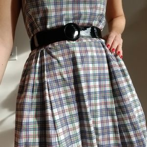 Plaid Strapless A Line Vintage Style Dress